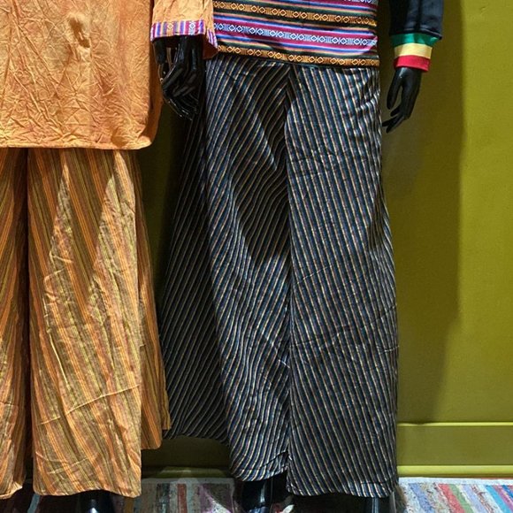 Bhutani Cotton Waist Wide-Leg Flare Pants - Stripes (Rasta) - Picture 1 of 3